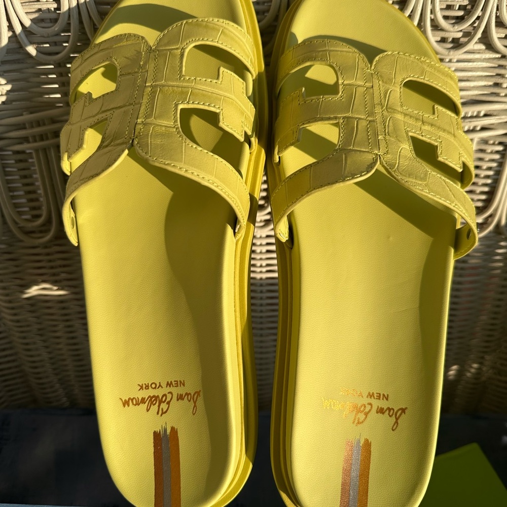 Sam Edelman VALERI kiwi leather slides Sandals - Picture 2 of 4